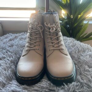 Dr. Martens 8-Eye Lace Up Boots (Beige) (Women’s)